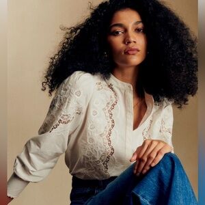 Sezane Honey Shirt Ecru - Size 8/EU 40